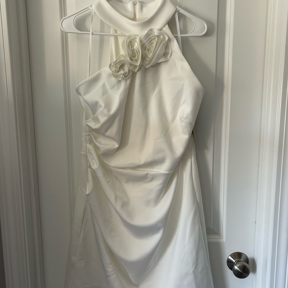Ivy + Blu Elegant White Halter Dress - Picture 7 of 12